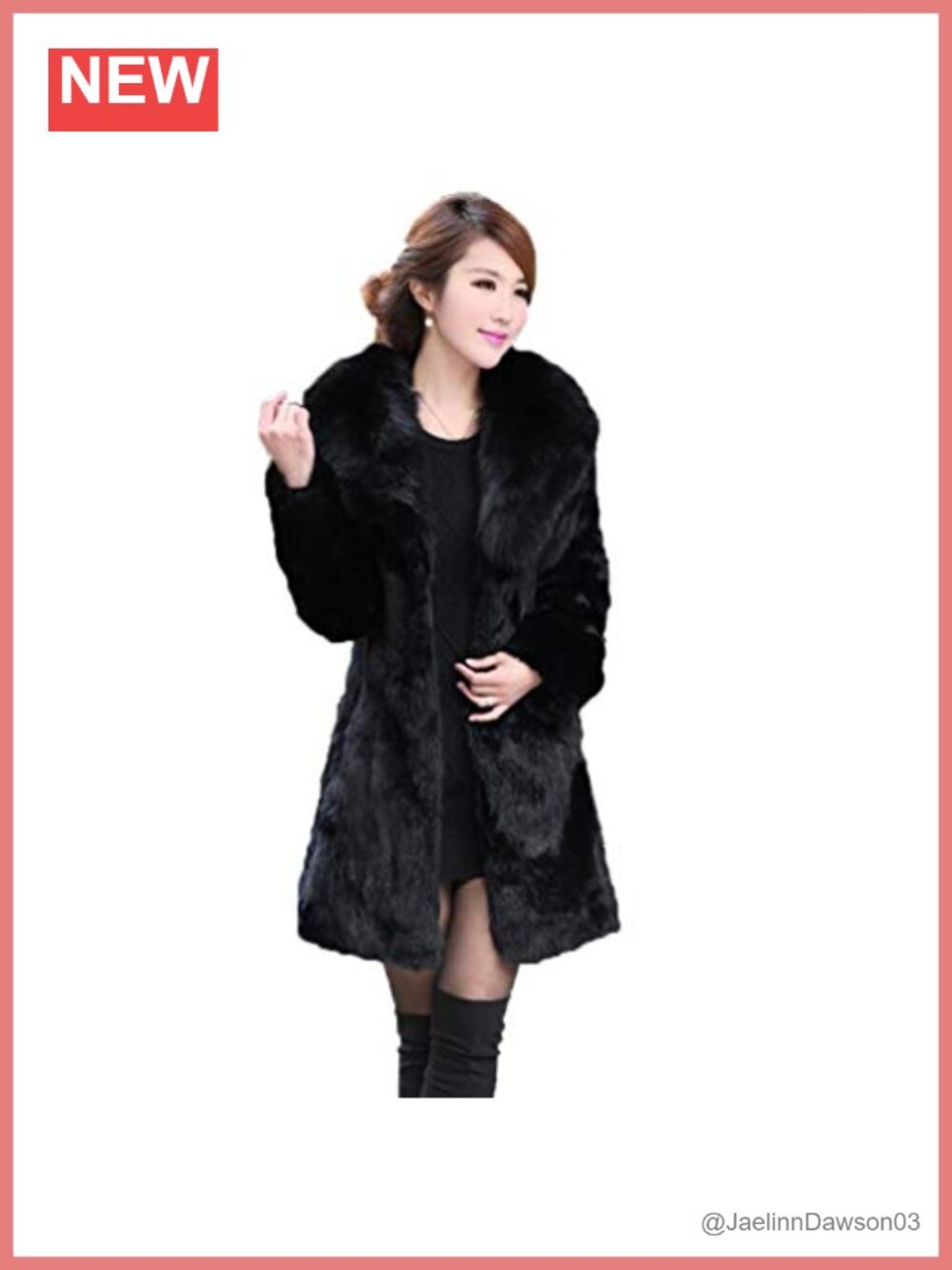 Genuine Rabbit Fur Coat Fuzzy Warm Winter Outerwear